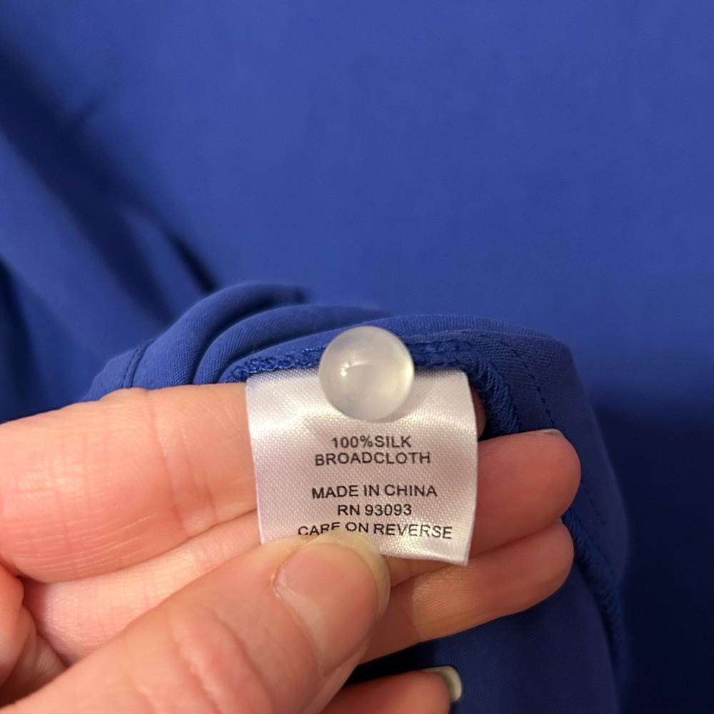 Tyler Boe Blue Silk Blouse Quiet Luxury Classic - Picture 4 of 4